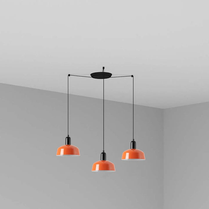 Grappe Tatawin S 3 lumières en métal orange roux de Faro Barcelona