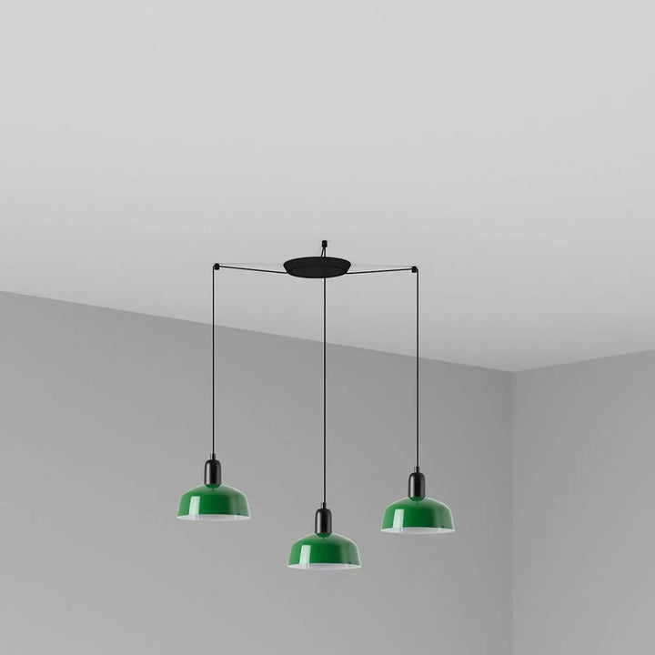 Grappe Tatawin S 3 lumières en métal verte de Faro Barcelona