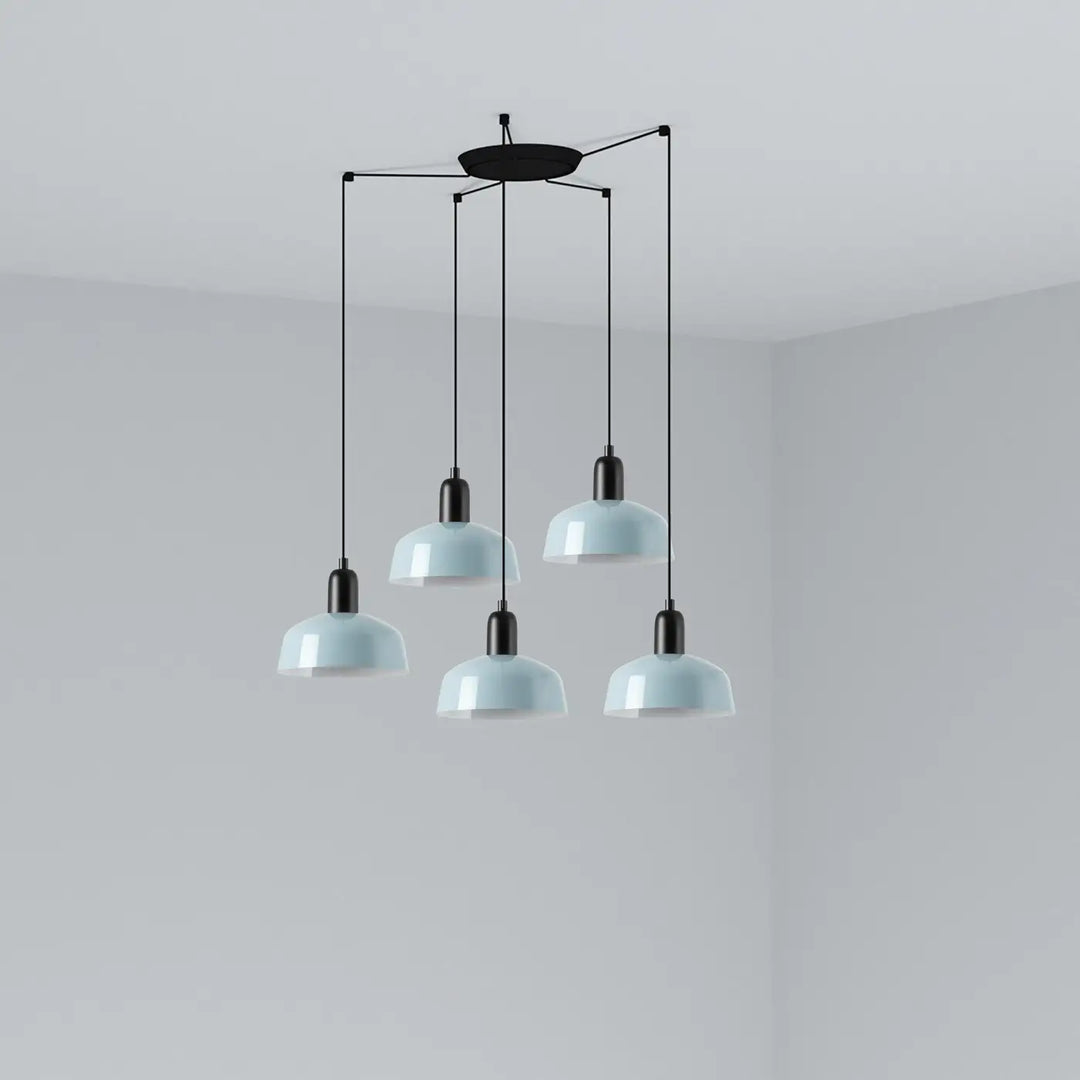 Grappe Tatawin S à 5 lumières en métal bleu grisâtre de Faro Barcelona
