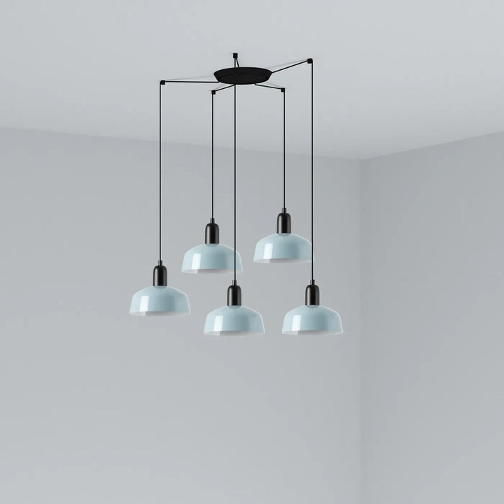 Grappe Tatawin S à 5 lumières en métal bleu grisâtre de Faro Barcelona