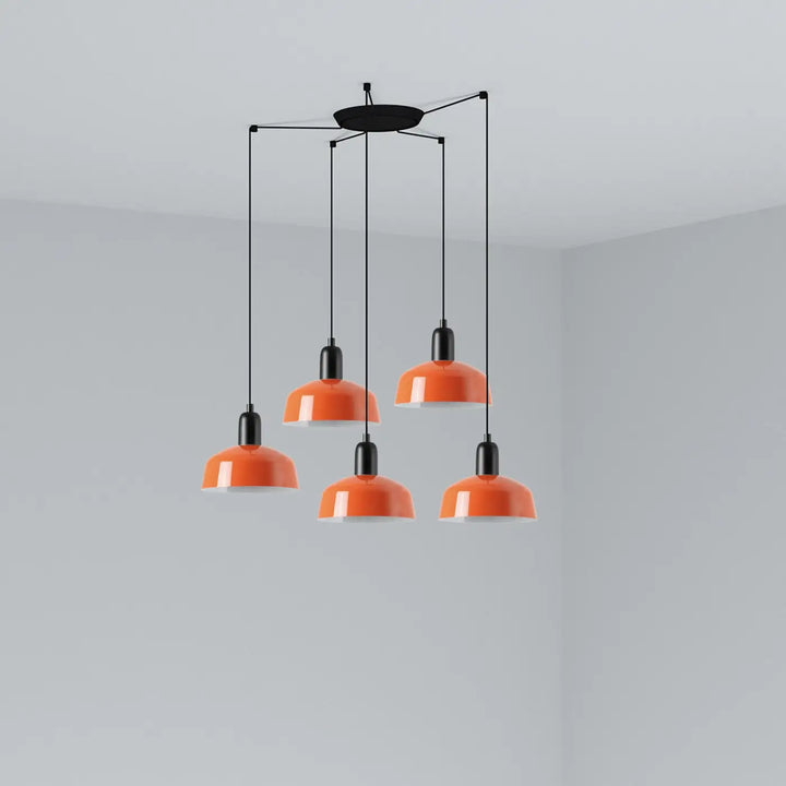 Grappe Tatawin S à 5 lumières en métal orange roux de Faro Barcelona