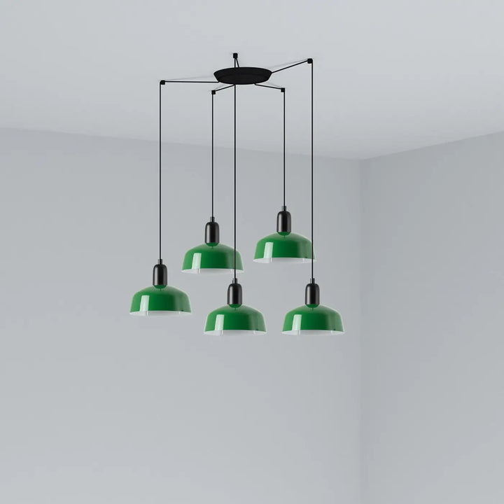 Grappe Tatawin S à 5 lumières en métal vert de Faro Barcelona