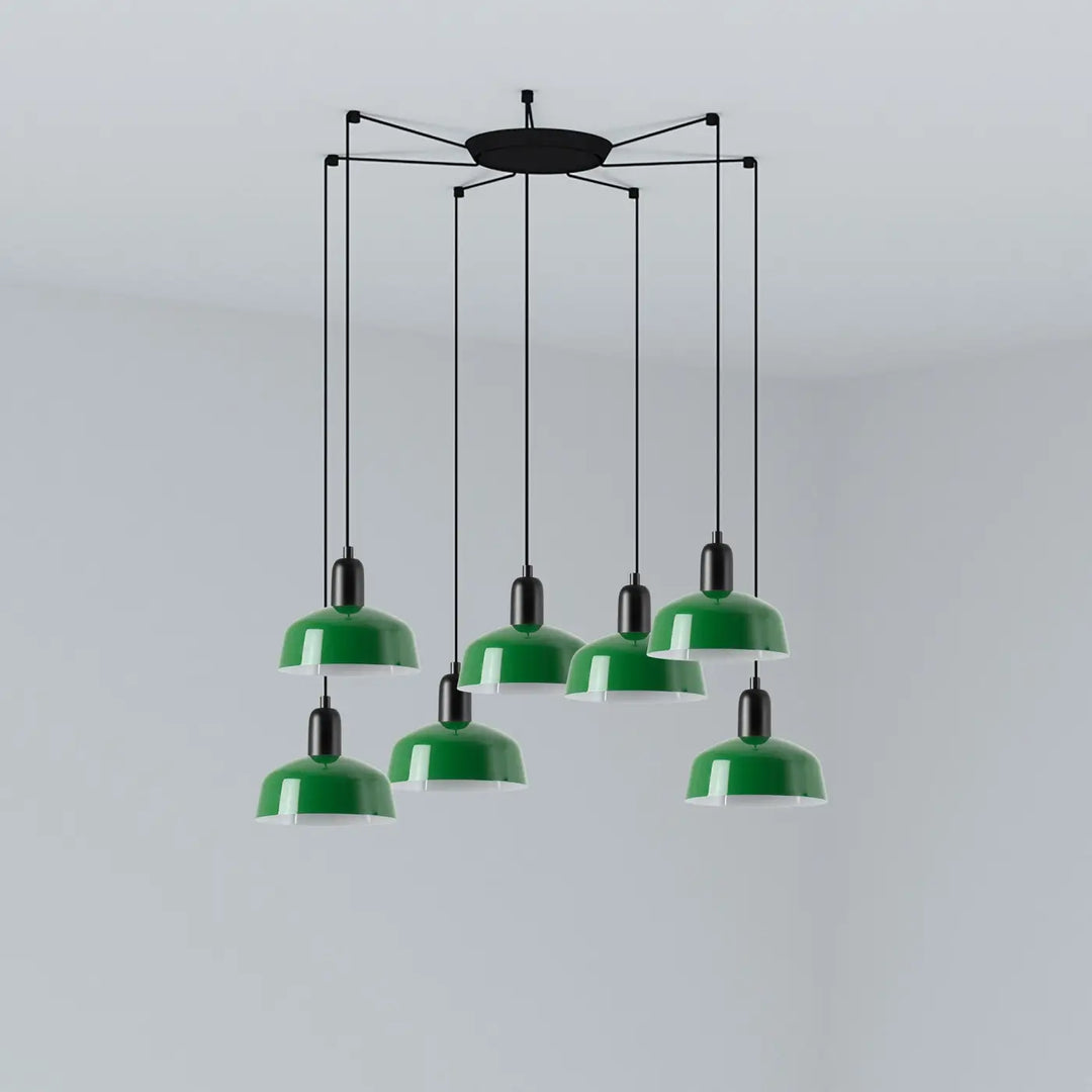 Grappe Tatawin S à 7 lumières en métal vert de Faro Barcelona