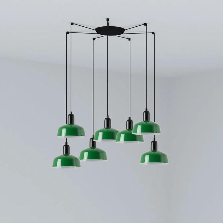Grappe Tatawin S à 7 lumières en métal vert de Faro Barcelona