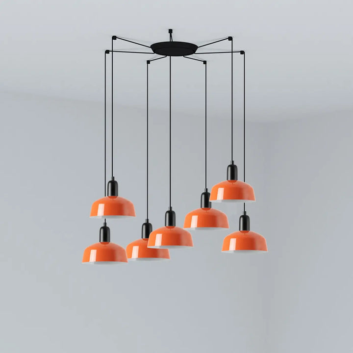 Grappe Tatawin S à 7 lumières en métal orange roux de Faro Barcelona