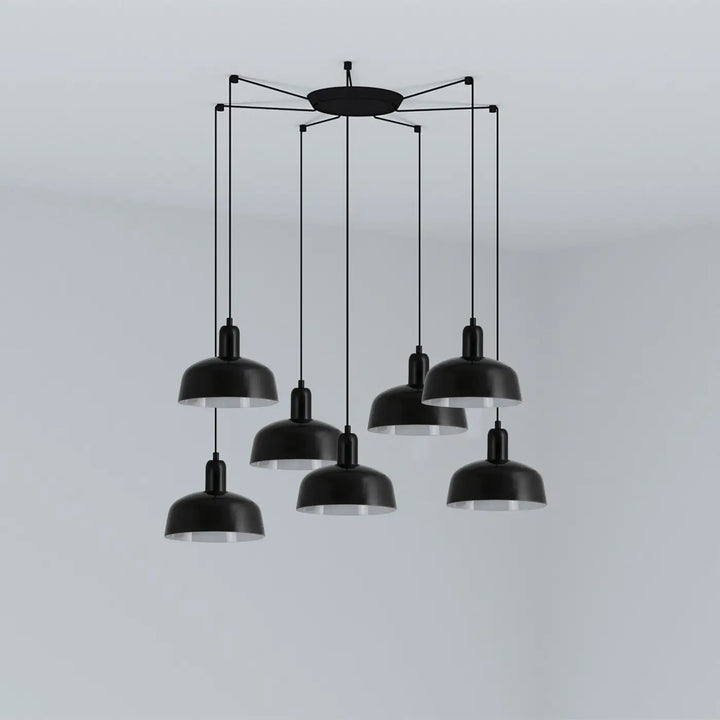 Grappe Tatawin S à 7 lumières en métal noir de Faro Barcelona
