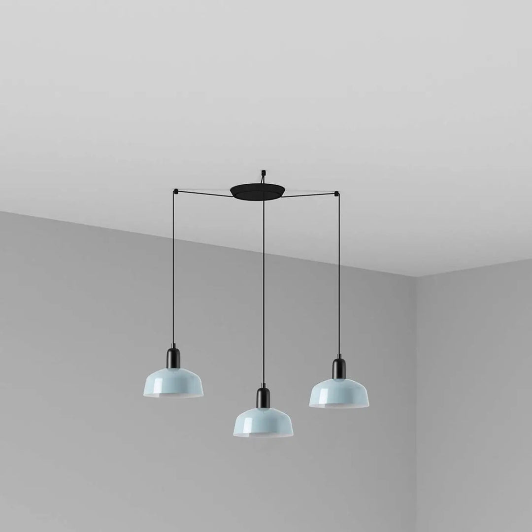 Grappe Tatawin S 3 lumières en métal bleu grisâtre de Faro Barcelona