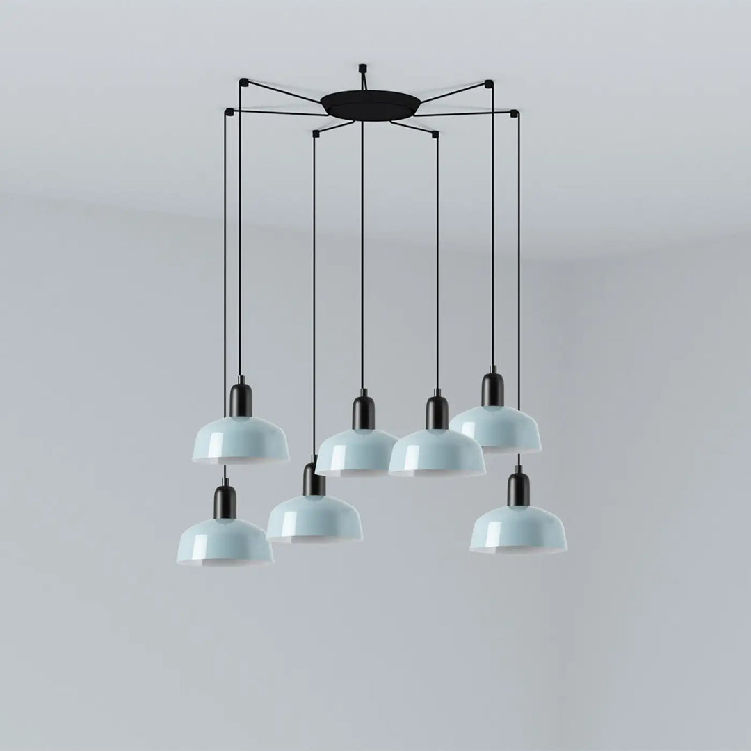 Grappe Tatawin S à 7 lumières en métal bleu grisâtre de Faro Barcelona
