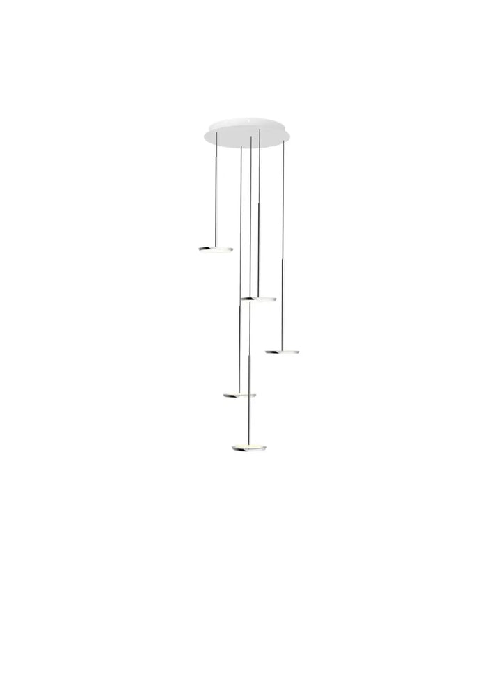 Suspension Sky Solo Chandelier en aluminium poli, grappe de 5 suspensions