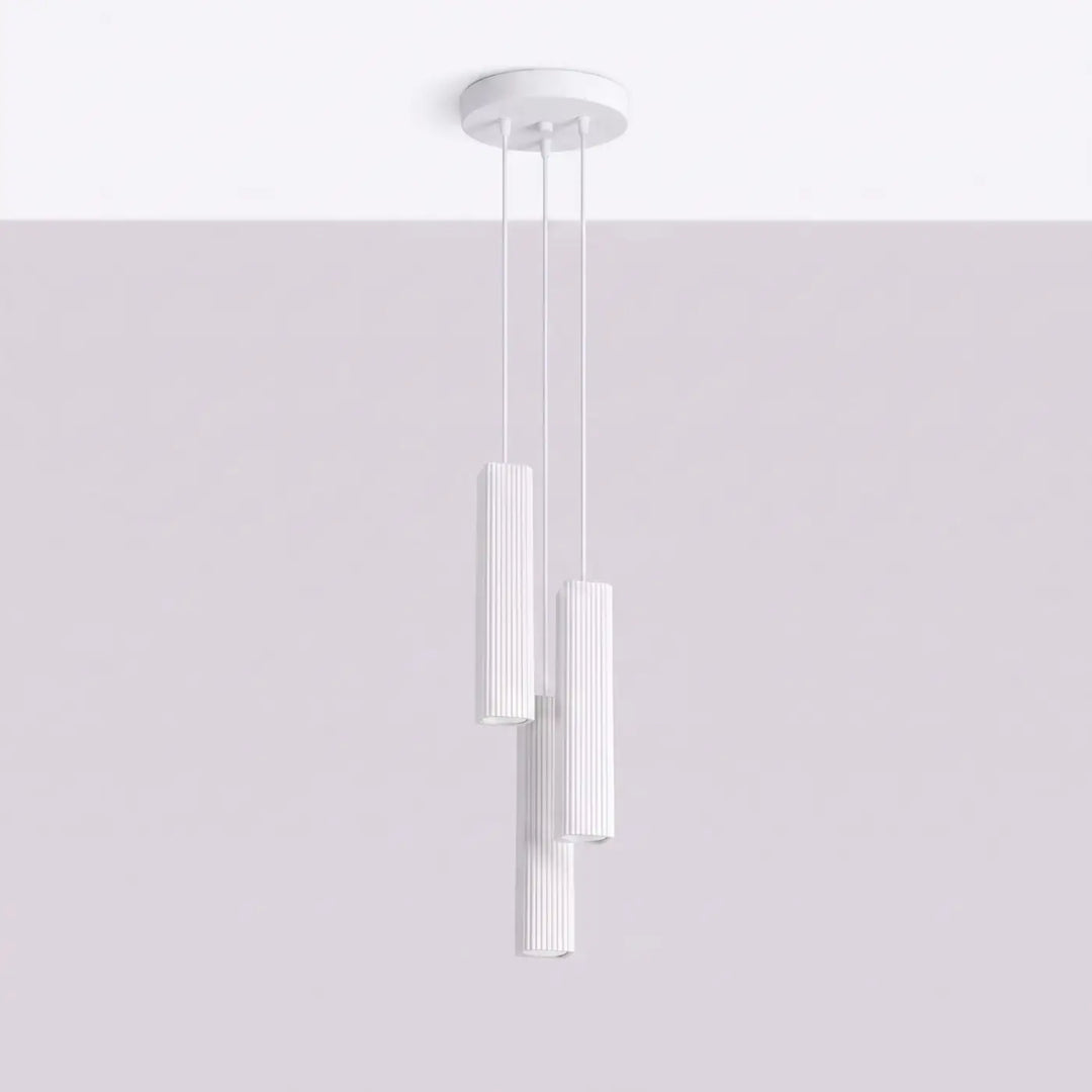 Suspension Rayo blanche en grappe à 3 tubes cannelés, éteinte