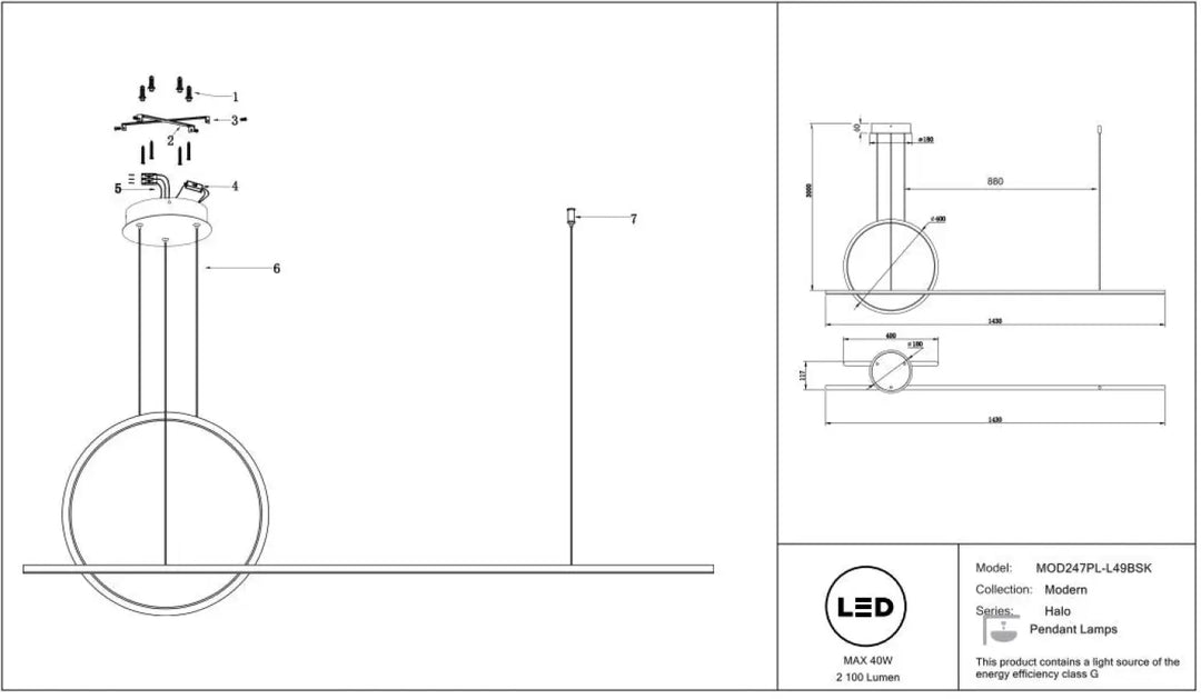 Suspension halo arc lumineux en acier doré avec design circulaire moderne et éclairage led minimaliste