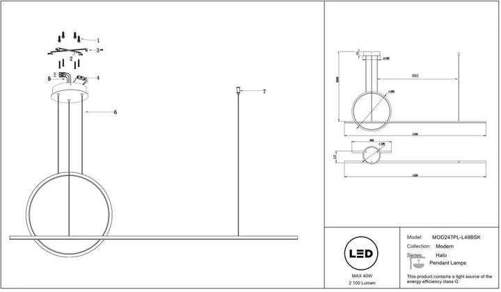 Suspension halo arc lumineux en acier doré avec design circulaire moderne et éclairage led minimaliste