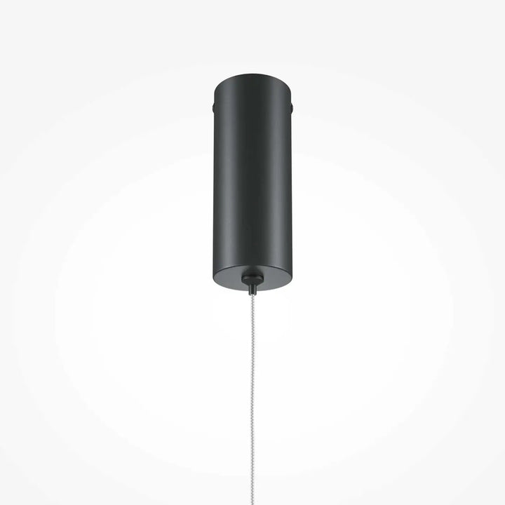 Suspension halo tube vertical cylindrique noire avec finition mate et chaîne argentée en acier doré