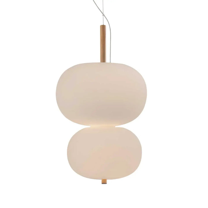 Suspension Ilargi 2 en verre soufflé et bois clair #couleur_bois_clair