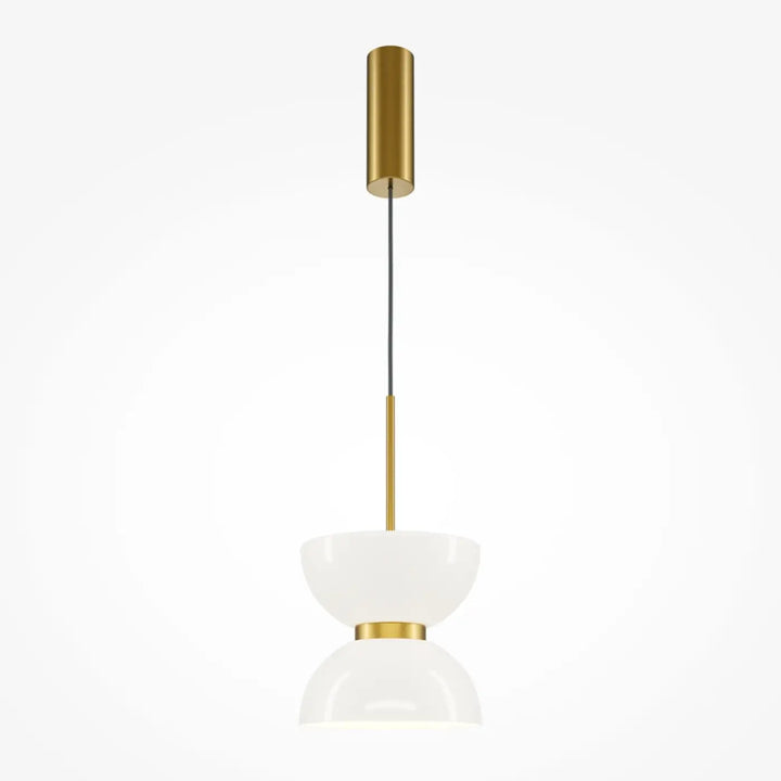 Suspension kyoto avec globe opalin en verre opalin blanc et structure cylindrique dorée pour éclairage doux moderne