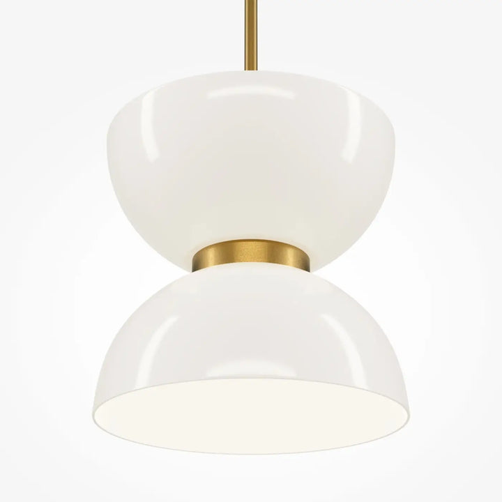 Suspension kyoto avec deux globes opalin blancs en verre opalin et anneau métal doré pour éclairage moderne