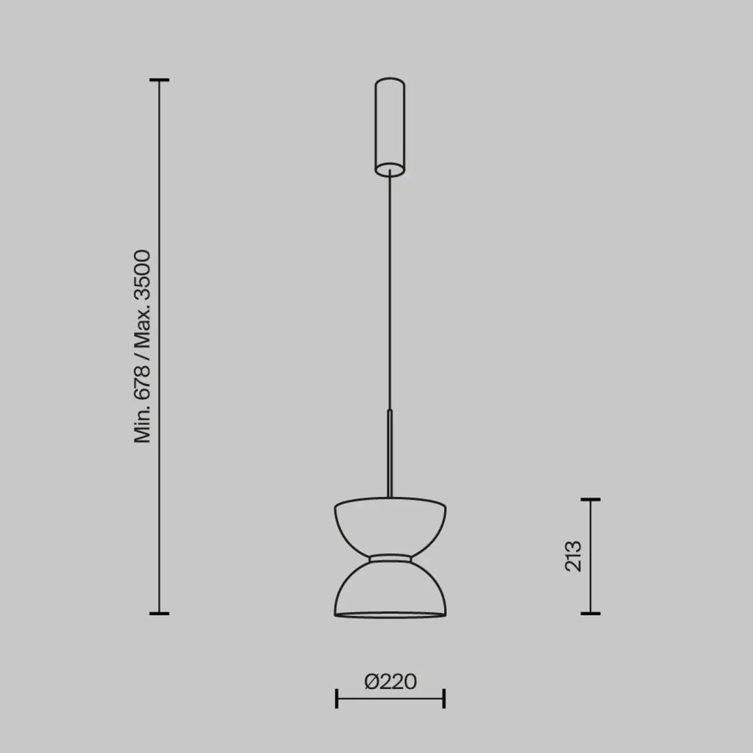 Luminaire suspension kyoto avec globe opalin minimaliste à double disque et suspension cylindrique en verre opalin