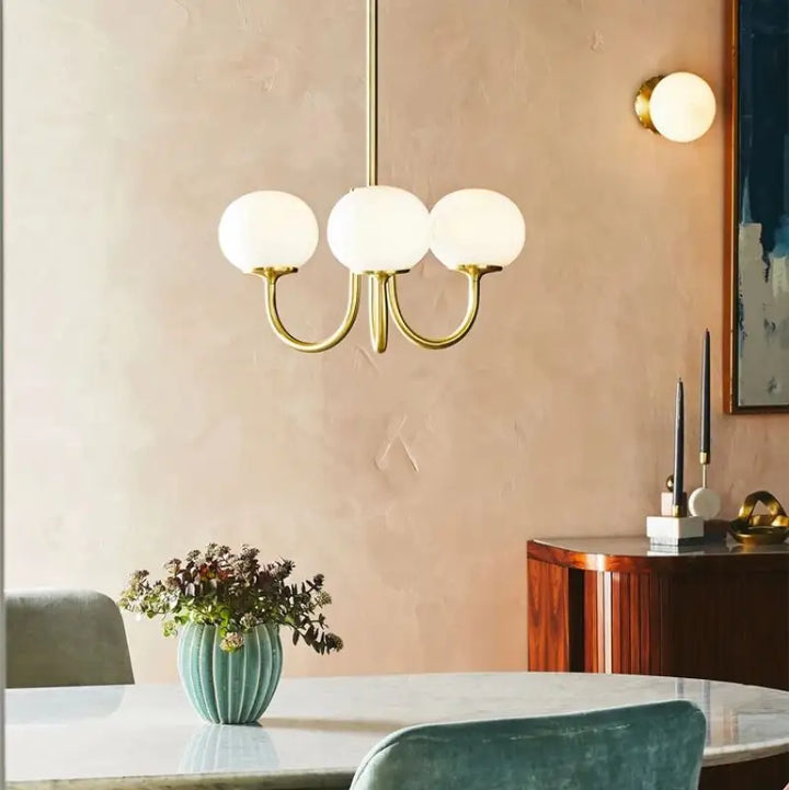 Suspension Laiton Avec Des Globes En Verre Style Vintage Élégant