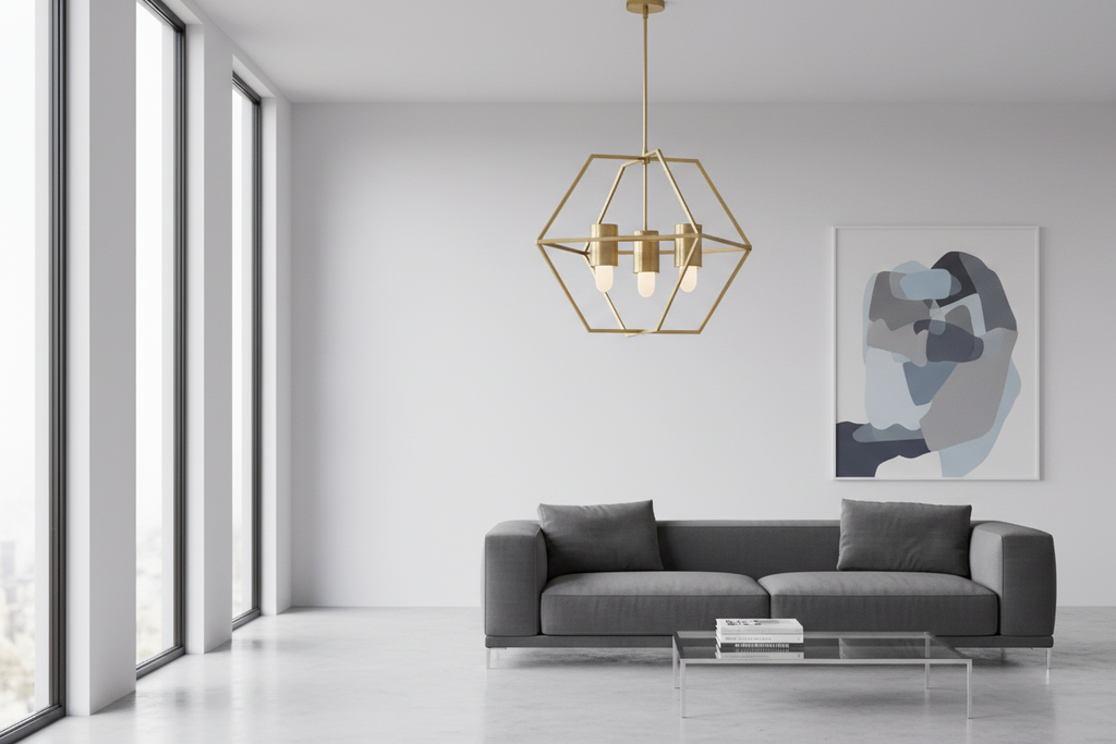 Suspension en laiton dans une maison moderne