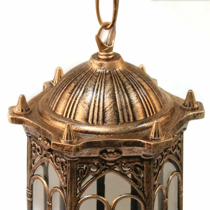 Suspension Lanterne Orientale Métal Doré Style Vintage