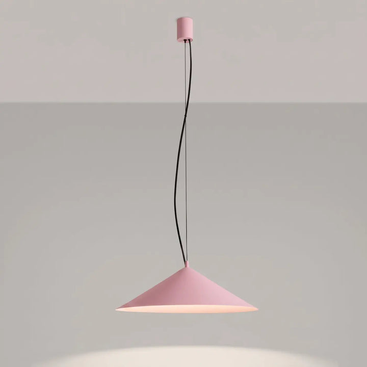 Suspension FINT rose allumée, lumière vers le bas