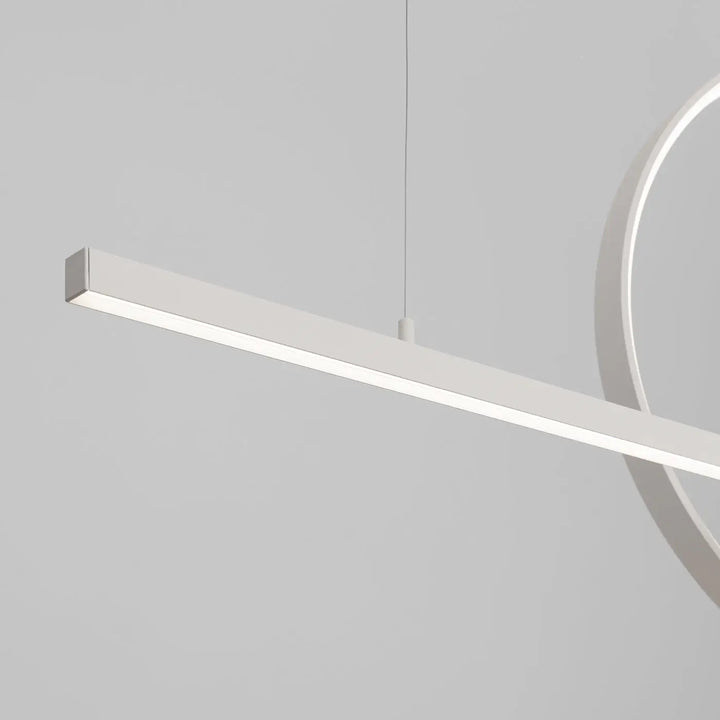 Suspension GLAD blanc allumée, détail de la barre