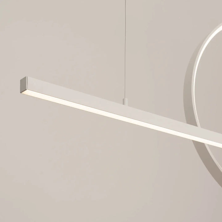 Suspension GLAD blanc allumée, détail de la barre