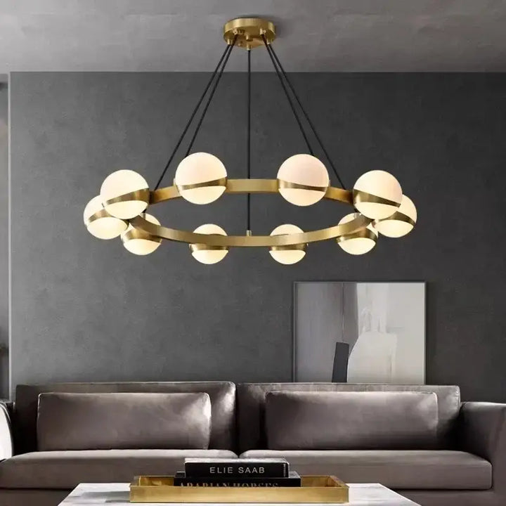 Suspension led anneau laiton moderne salon chic style doré