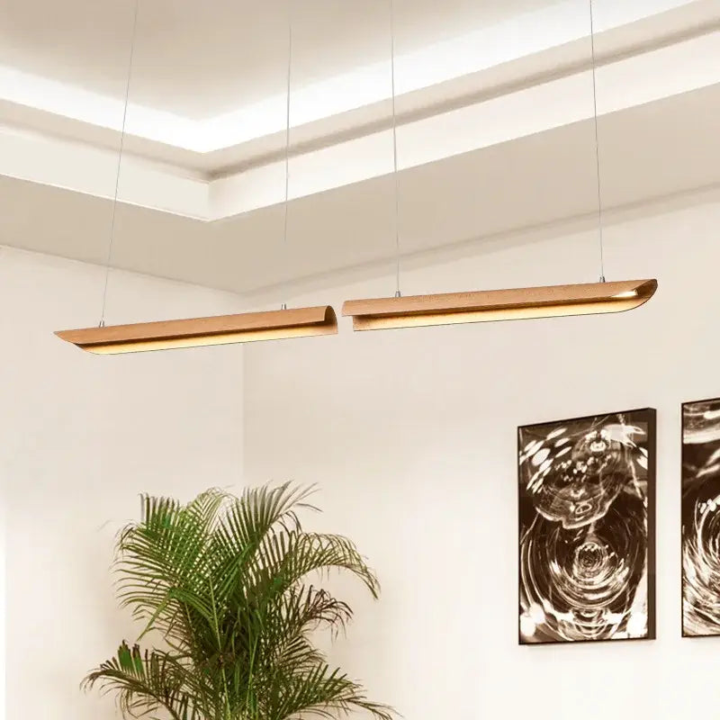 Suspension LED bois courbé style zen naturel et design épuré

