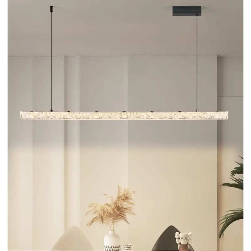 Suspension led cristal longue design moderne élégant