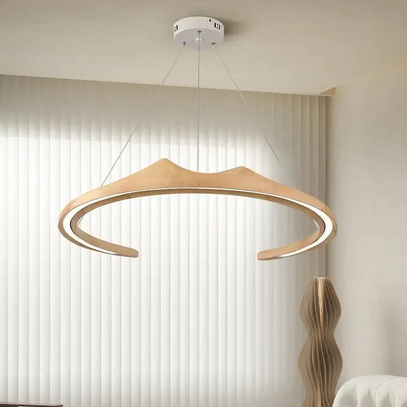 Suspension LED Design Bois Sculptural Moderne Élégance Unique

