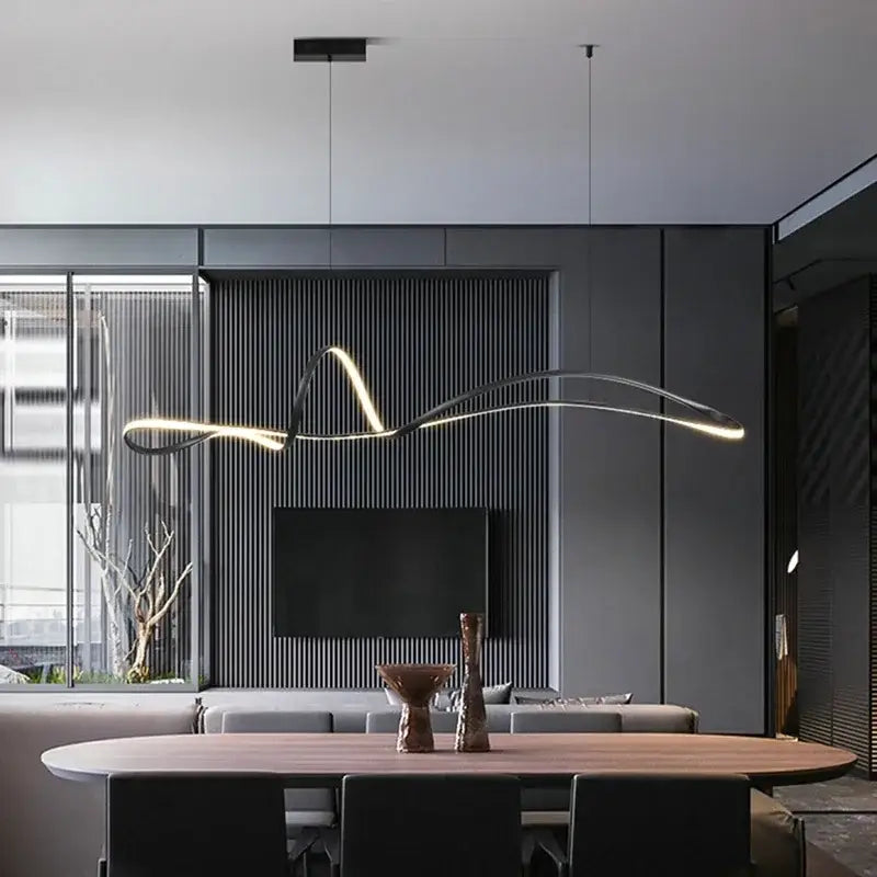Suspension LED design fluide éclairage moderne et sculptural

