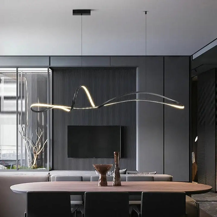 Suspension LED design fluide éclairage moderne et sculptural

