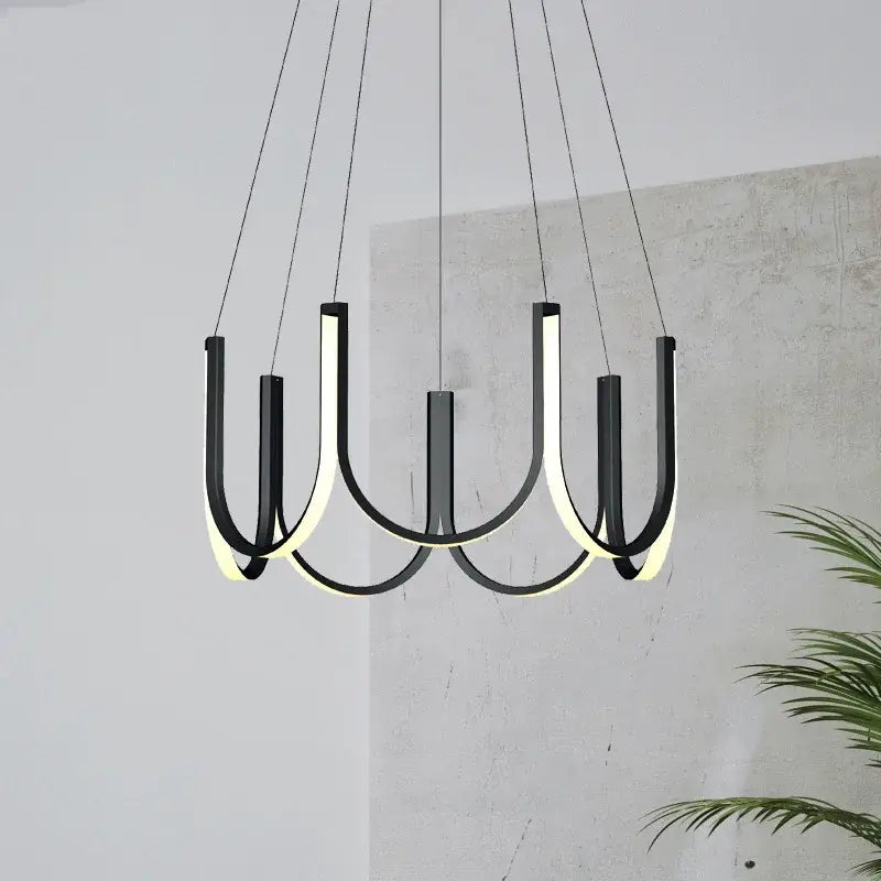 Suspension LED design moderne noire bras lumineux minimalistes