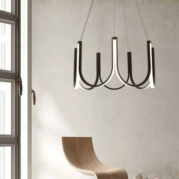 Suspension LED design moderne noire bras lumineux minimalistes