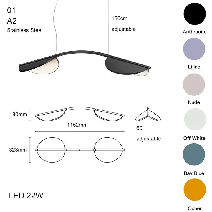 Suspension led design sculptural minimaliste moderne