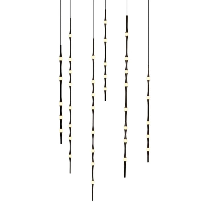 Détail de la ligne lumineuse de la suspension Dew