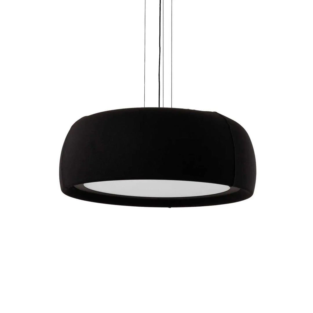 Suspension Gong ronde en tissu noir #couleur_noir