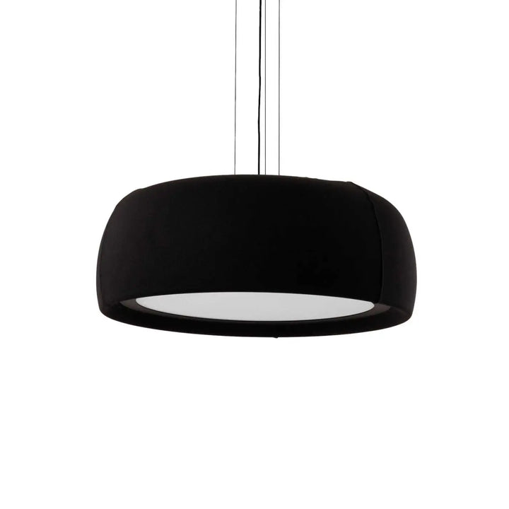 Suspension Gong ronde en tissu noir #couleur_noir
