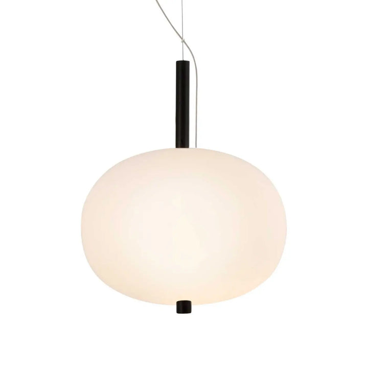 Suspension Ilargi en verre opalin et bois foncé #couleur_bois_fonce