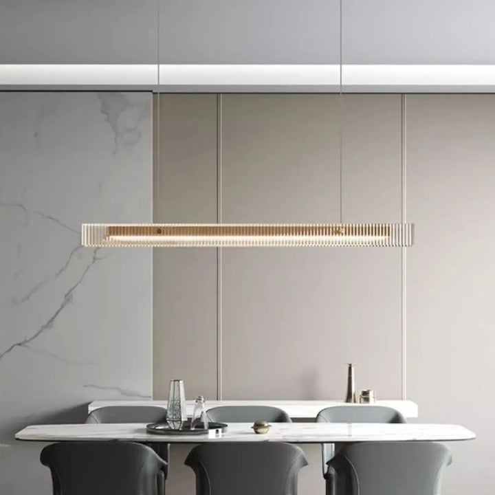 Suspension led linéaire élégante en verre acrylique doré zen