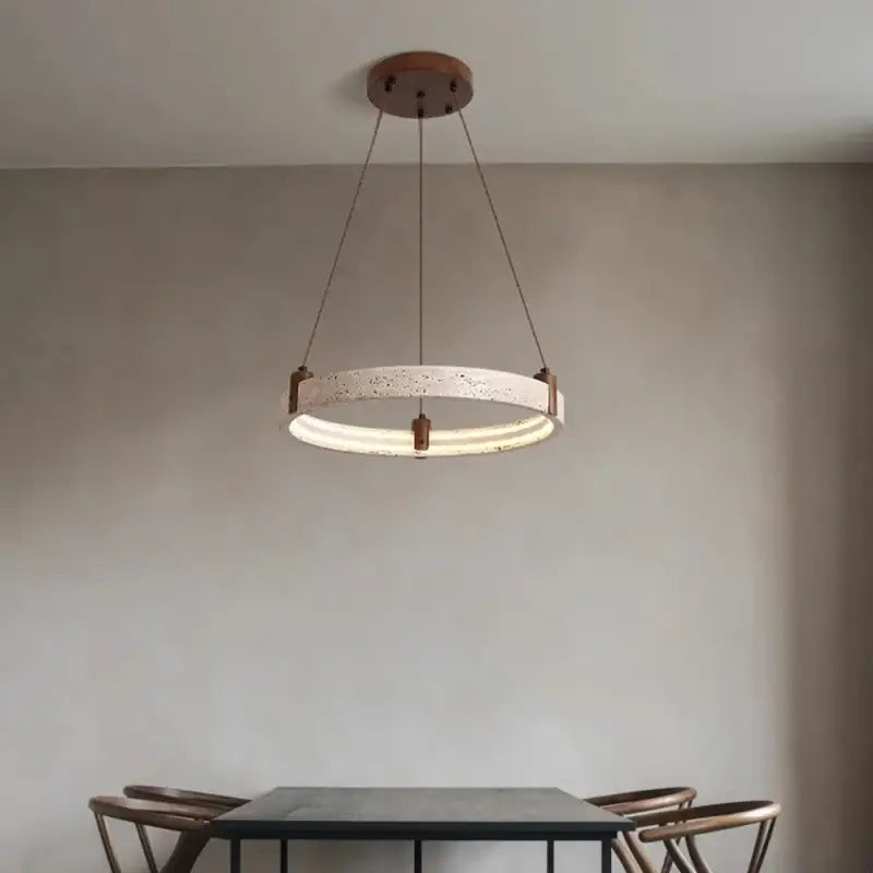 Suspension led moderne en pierre jaune et verre opalin