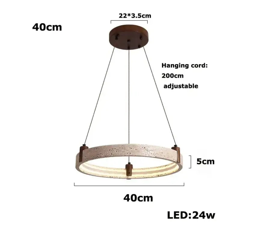 Suspension led moderne en pierre jaune et verre opalin