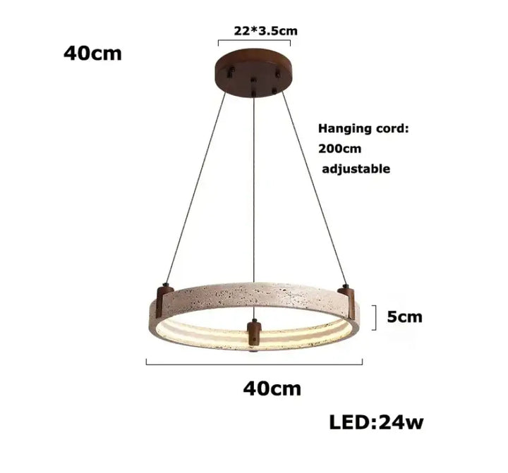 Suspension led moderne en pierre jaune et verre opalin