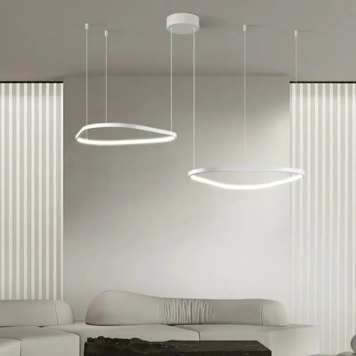 Suspension led noire design ovale moderne réglable blanc noir