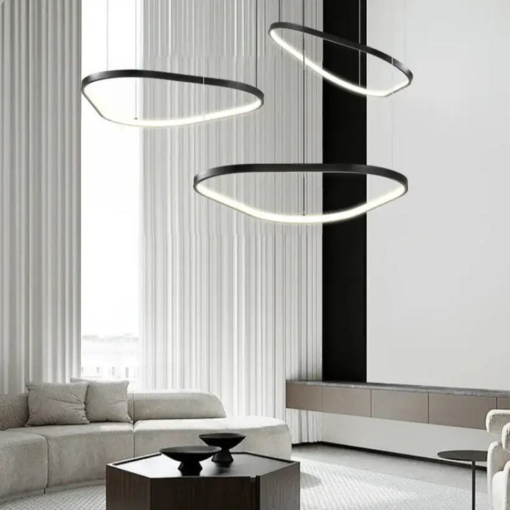 Suspension led noire design ovale moderne réglable blanc noir