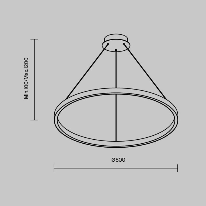 Suspension luminaire rim led circulaire moderne avec deux anneaux concentriques suspendus par trois câbles