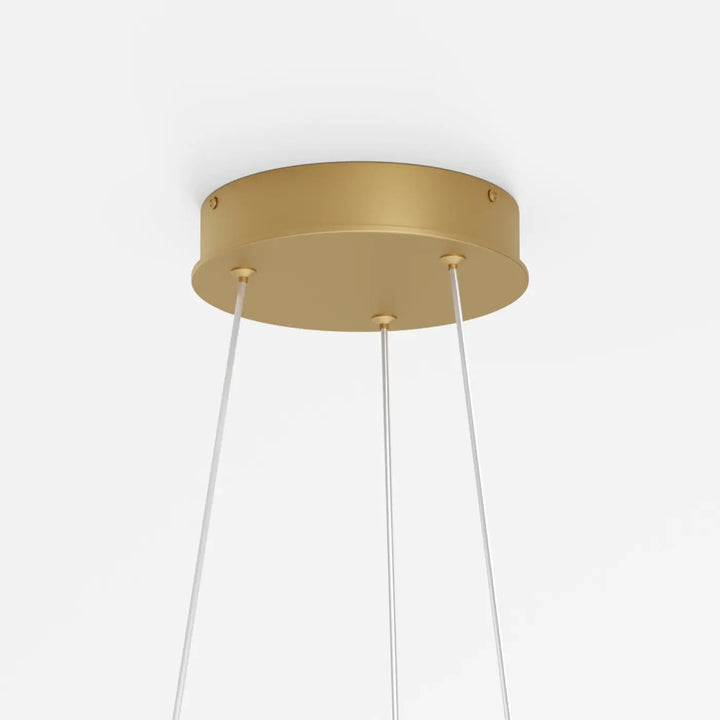 Suspension luminaire led rim or en cercle avec trois cordons transparents pour éclairage décoratif élégant