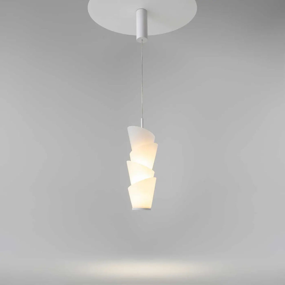 Suspension luminaire seoul cylindre opalin en verre opalin blanc avec lumière douce et design en couches moderne