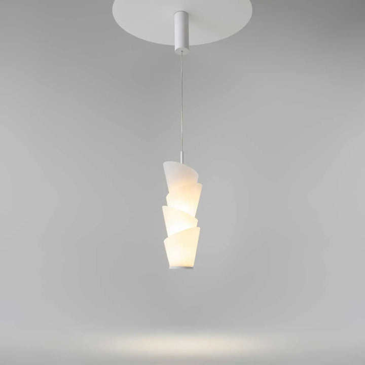 Suspension luminaire seoul cylindre opalin en verre opalin blanc avec lumière douce et design en couches moderne